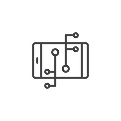 Fototapeta premium Mobile device connections outline icon. linear style sign for mobile concept and web design. Smartphone simple line vector icon. Symbol, logo illustration. Pixel perfect vector graphics