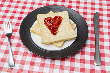 Toast breads with strawberry jam