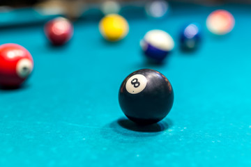 Billiard ball is on billiard table