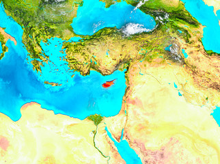Cyprus in red on Earth