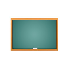 Green educational board, with a wooden frame, set of crayons.