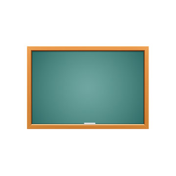 Green educational board, with a wooden frame, set of crayons.