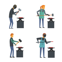 Anvil blacksmith forge icons set. Flat illustration of 4 anvil blacksmith forge vector icons for web