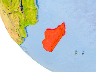 Madagascar on globe
