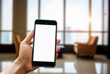 women working laptop and on the white table at home office. in morning light 
