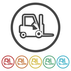 Forklift icon, Forklift truck side silhouette, 6 Colors Included