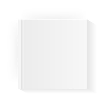 Blank square book cover template . Mock up closed magazine or notebook. Isolated on white background. Vector