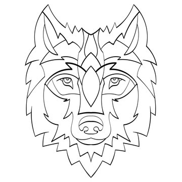 Beautiful wolf tattoo.Vector wolf's head as a design element on isolated background 