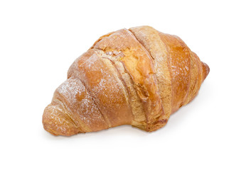 Baked croissant on a white background