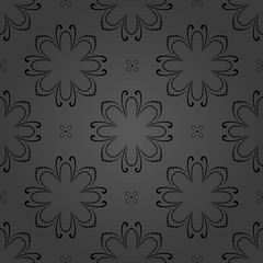 Fototapeta na wymiar Floral vector ornament. Seamless abstract classic background with flowers. Pattern with dark repeating floral elements
