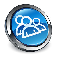 Group icon 3d blue round button