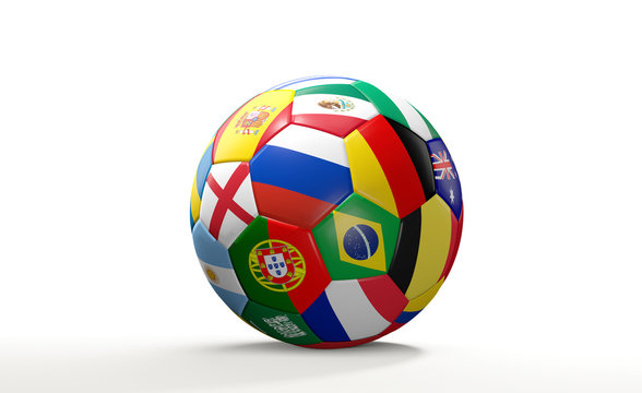 soccer ball flags 3d rendering isolated