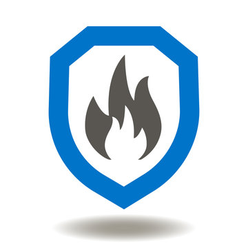 Shield Fire Flames Icon Vector. Firewall Fire Wall Illustration. Data Security and Protection Logo. Safety Internet Network Symbol.