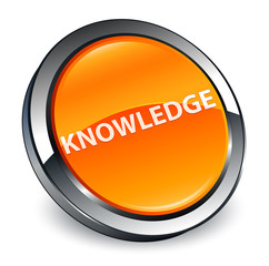 Knowledge 3d orange round button
