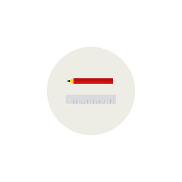 Pencil with ruler. Isolated vector illustration.