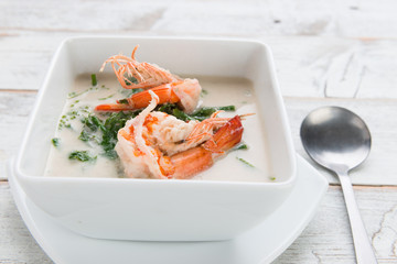 Shrimp and Paco fern (Diplazium esculentum) boil with coconut milk