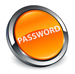 Password 3d orange round button