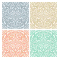 Oriental floral decorative seamless pattern in different colors. Decorative tile, perfect for backgrounds, wallpapers, fabric, greeting cards and invitation designs. Vector illustration.