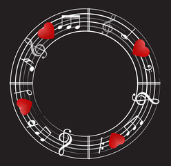 Music note background with music symbols