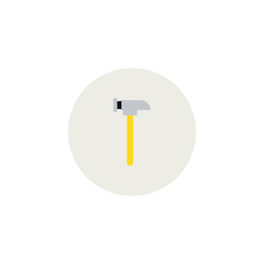 Typical hammer in flat style. Cartoon isolated hammer tool on white background. Hammer colorful icon with shadow. Hammer vector stock illustration