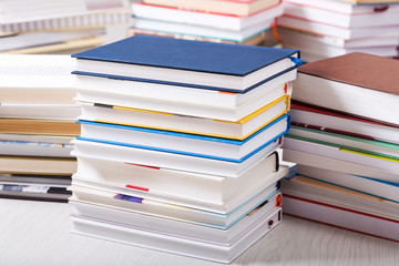 stack of various books