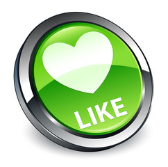 Like (heart icon) 3d green round button