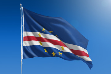 Cape Verde flag in front of a clear blue sky