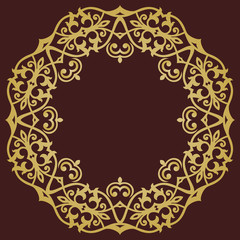 Elegant vintage vector ornament in classic style. Abstract traditional pattern with oriental elements. Classic vintage round golden pattern