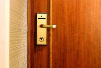 Hotel room door with electronic security access
