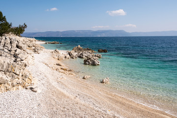 Fototapeta premium Pebbly Beach in Rabac, Istria region , Croatia