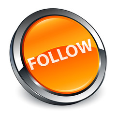 Follow 3d orange round button