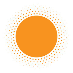 Sun icon. Halftone orange circle with gradient  texture circles logo design element. Vector illustration