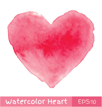 Pink Watercolor Heart. Vector illustration.
