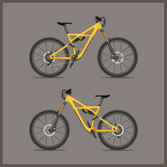 Modern full suspension bike for enduro on both sides. Very detailed. Each bolt, link on the chain is visible. All components separately can be taken and replaced for other bikes from this series.