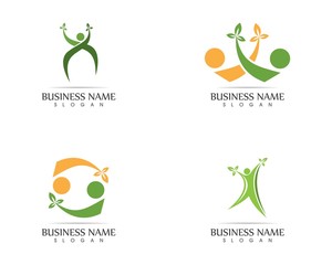 Health people leaf logo design illustration - obrazy, fototapety, plakaty