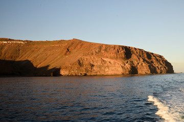 Fototapeta na wymiar Look from the sea to the southeast coast of La Gomera