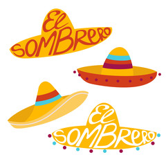 Sombrero cartoon illustration vector set