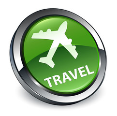Fototapeta premium Travel (plane icon) 3d soft green round button