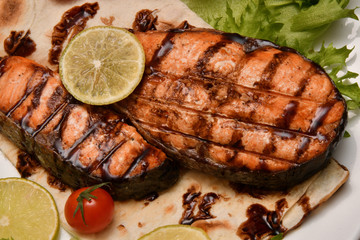 Grilled trout with fresh Greens