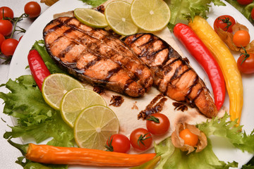 Grilled trout with fresh Greens