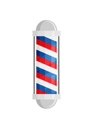 Barber shop poles with stripes isolated on white background.