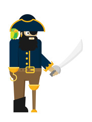 Flat vector pirate isolated on white background