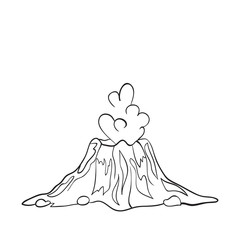 Vector sketch illustration of an object of nature. Outline hand drawing element of a volcano or geyser. Hot lava