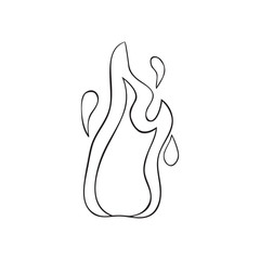 Vector sketch illustration of an object of nature. Outline hand drawing element of fire