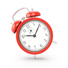3D rendering red alarm clock isolated on white background