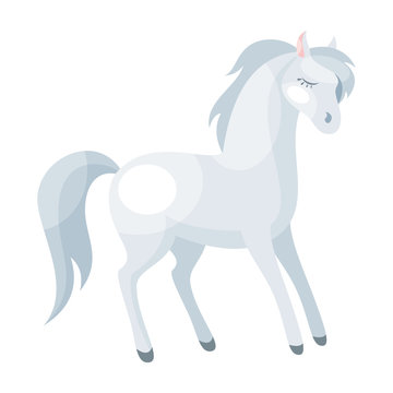 Colorful image of a beautiful horse. Vector illustration in cartoon style isolated on a white background.