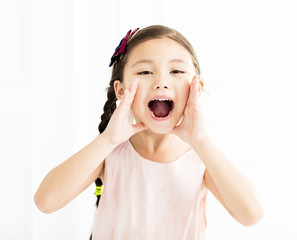 happy Little girl shouting