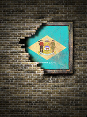 Old Delaware flag in brick wall