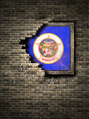 Old Minnesota flag in brick wall