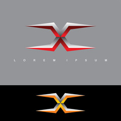 alphabet letter x logo logotype metal steel template